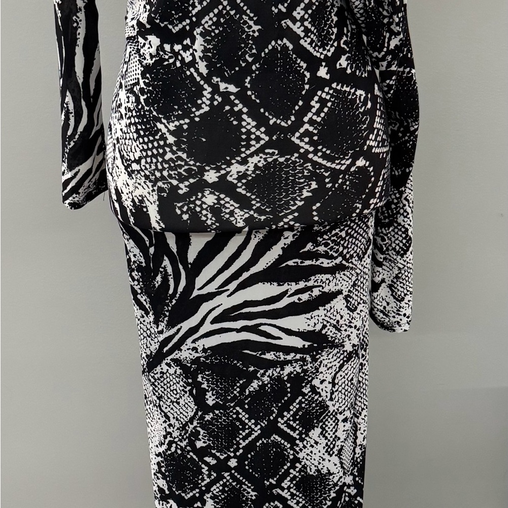 Black and White Snakeskin Print Dress